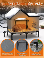 Rywell outdoor cat house extended eaves shield entrances for wetter days while keeping interior warm.