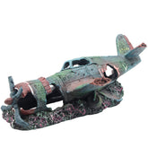 S-Lifeeling fighter airplane ruins aquarium decor creates dramatic sunken look for any tank