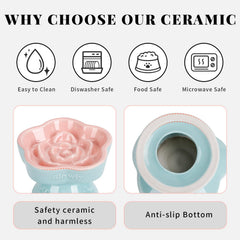 S&Q'S CERAMICS elevated bowl promotes comfortable dining height for pets during meals.