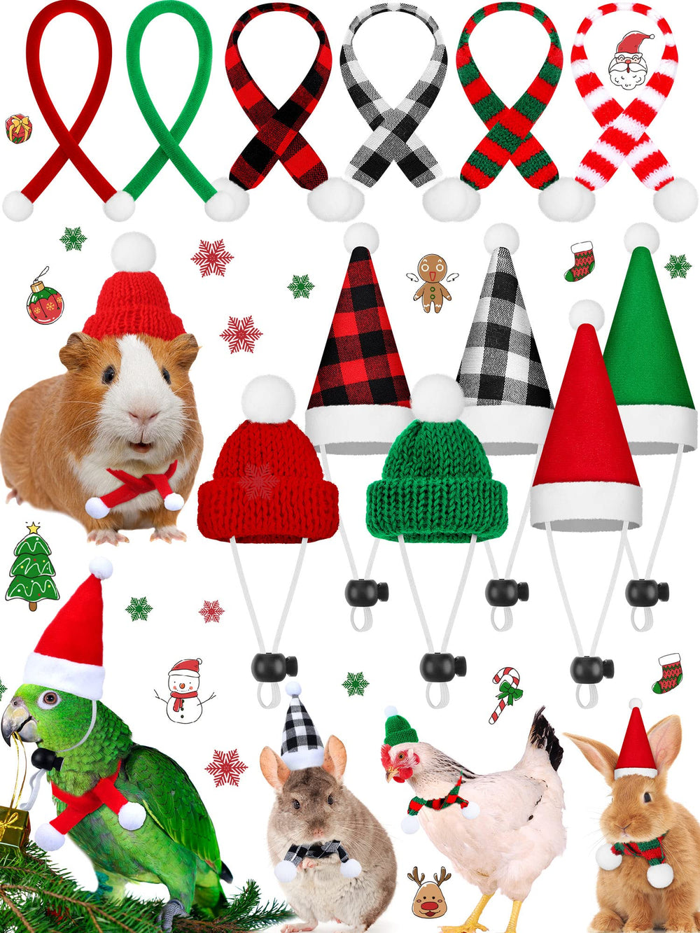 Sadnyy 12-piece christmas-small-animal-costume-set for festive photos.