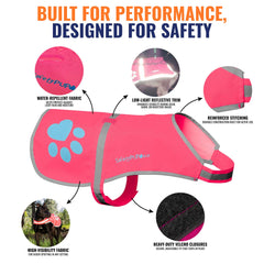 SafetyPUP XD pink side profile demonstrates adjustable fit for comfort