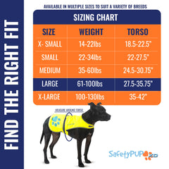 SafetyPUP XD dog vest back view demonstrates durable rip-resistant fabric for daily wear.