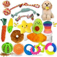 Sagildoq Puppy Teething Toys 15 Pack — squeaky plush toys for interactive play