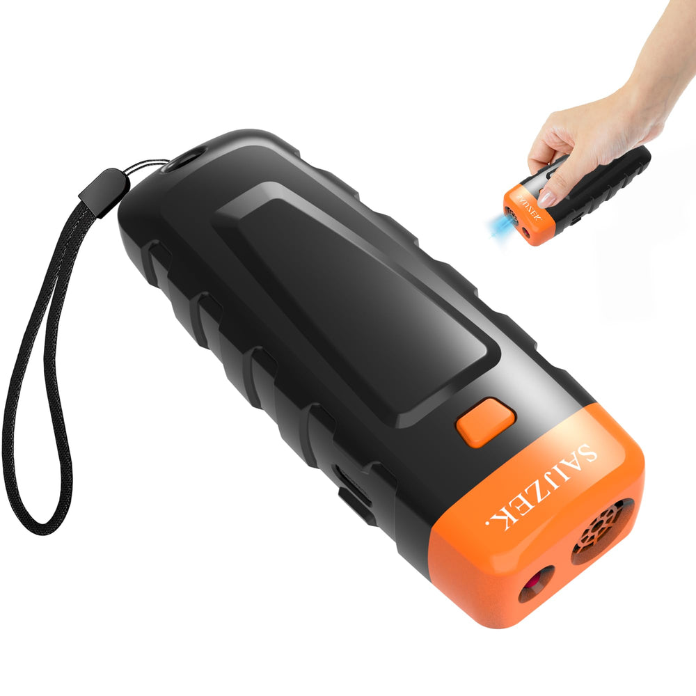 SAIJZEK Ultrasonic Dog Trainer front view shows compact bark control on walks.