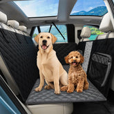Sajoda hard bottom dog seat cover backseat protects upholstery from dirt and fur during trips.