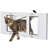 SAKSUN cat door with aluminum frame shows durable window installation for pets.