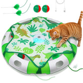 Salodal cat toy shows hidden feather wand for interactive hide-and-seek play.