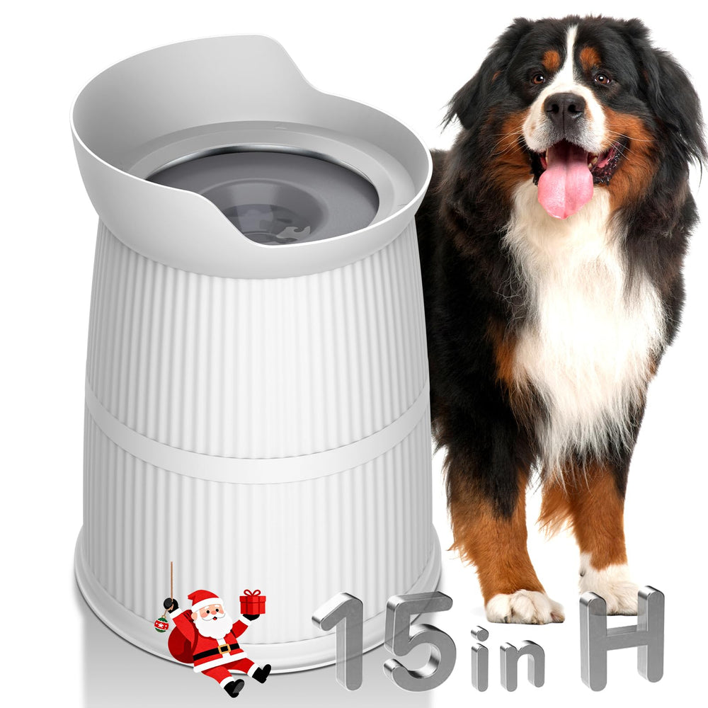 Salodal elevated bowl stand at 15.4 inches eases drinking for large dogs.