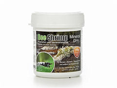 SALTYSHRIMP Bee Shrimp Mineral GH+ 110g packaging shows hardness boost for softwater shrimp.