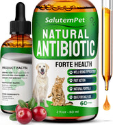 SalutemPet natural-antibiotics-dogs-cats-bottle shows easy dosing for digestive and breathing support.