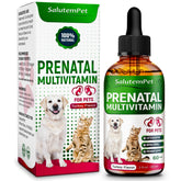 SalutemPet prenatal dog bottle showing liquid multivitamin for pregnancy support.