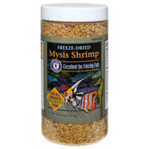 San Francisco Bay Brand freeze-dried mysis shrimp bottle pour for easy feeding.