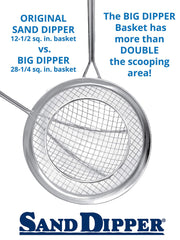 Sand Dipper Scoop stainless-steel-mesh: reduces dust during scooping with no static buildup.