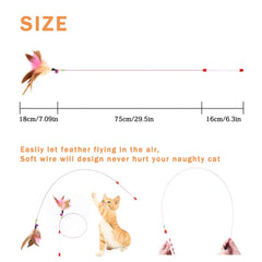 Sanpink Cat Feather Toy Wand – feathers detail emphasizing non-toxic, safe materials.