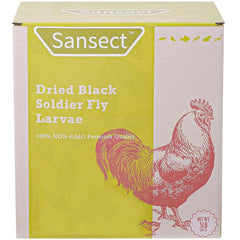 SANSECT 5lb dried BSF larvae bag for easy poultry feeding and storage.