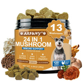SANTKOL Mushrooms for Dogs bottle front with chicken flavor for easy daily serving.