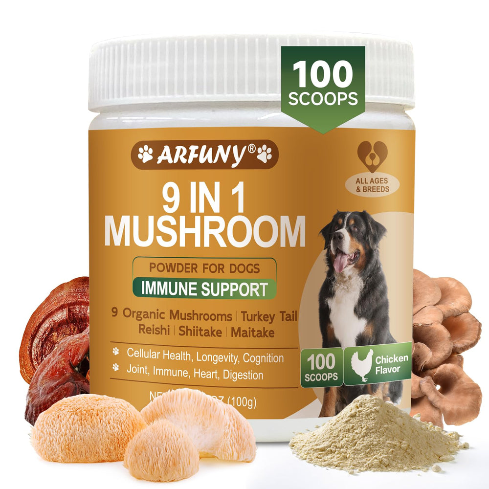SANTKOL dog mushrooms turkey tail bottle shows easy daily immune and joint support.