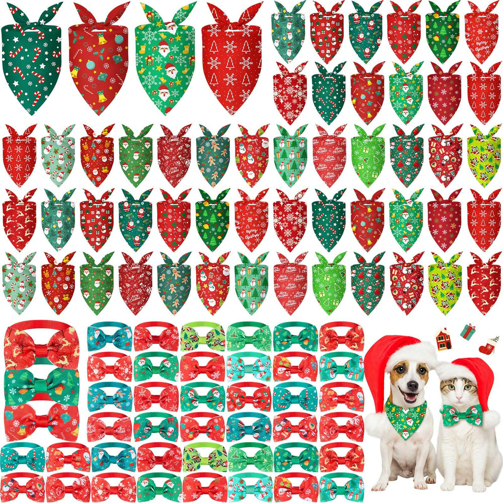 Sanwuta Christmas dog bandana Santa pattern in bright colors for festive photos