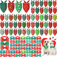 Sanwuta Christmas dog bandana Santa pattern in bright colors for festive photos