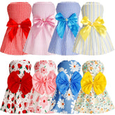 Sanwuta dog bowknot dress with flower pattern for cute daily wear