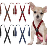 Sanwuta dog diaper suspenders in black with sturdy clips for secure diaper fit during walks.