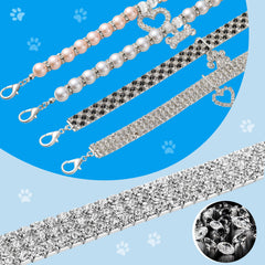 Sanwuta bone diamond pendant pearl dog collar adds fun, stylish charm.