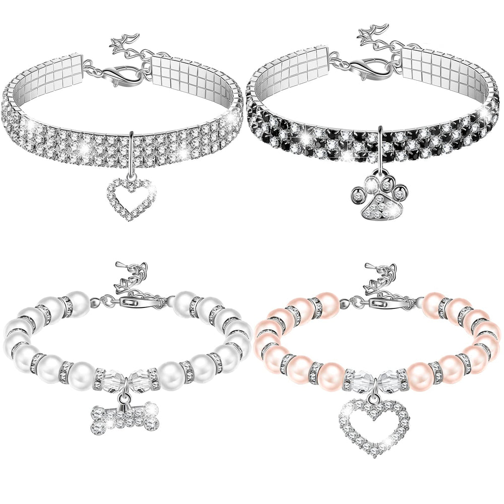 Sanwuta pearl dog collar with heart pendant adds chic sparkle for small pets.