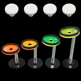 Saricho coral frag rack display showcases reef frags with bright fluorescence