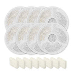 Sarpaws 8-pack replacement filters, top view, help keep pet water fresh and clean.