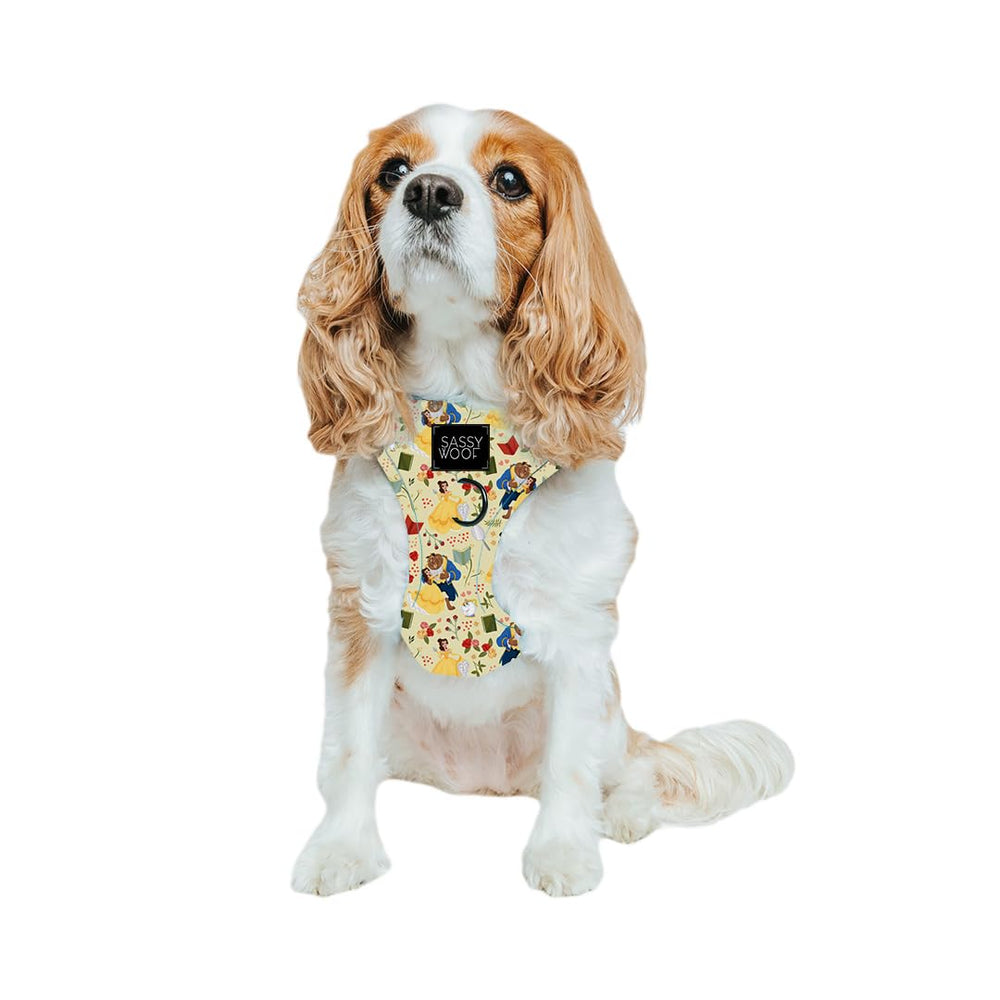 Sassy Woof Disney Belle harness back D-ring for secure leash attachment and comfort.