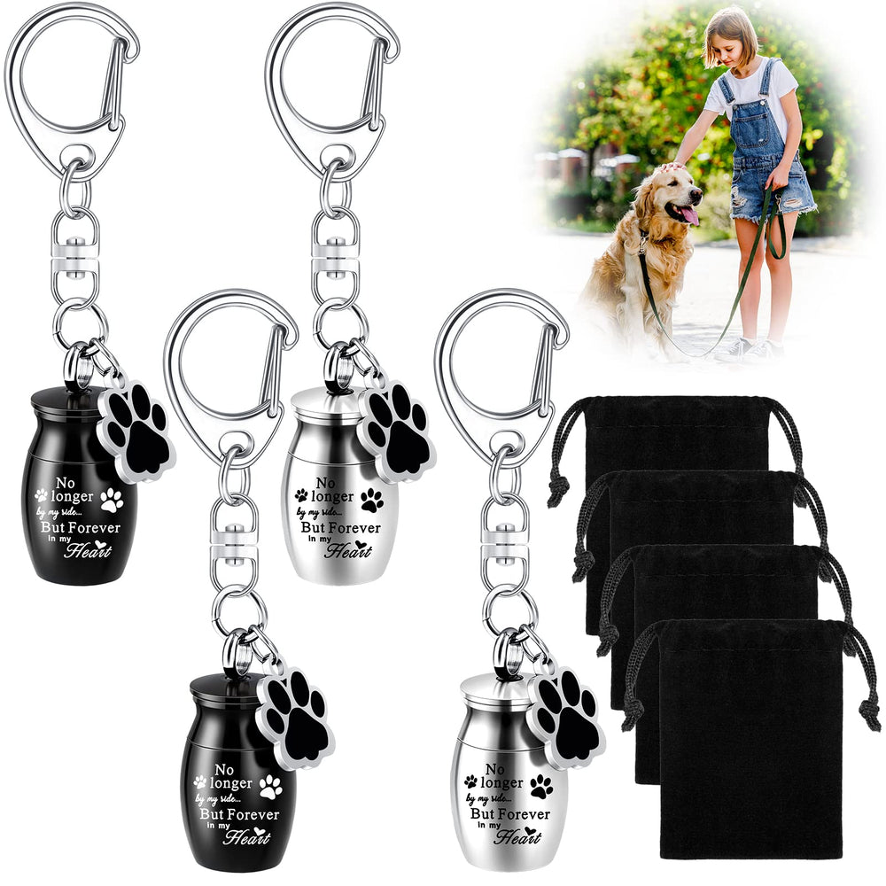 Sasylvia dog urn keychain in black paw design for portable keepsake