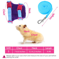 SATINIOR hamster harness pink striped for secure small-pet walking