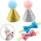 SATINIOR lake-blue cat birthday hat for photos and fun