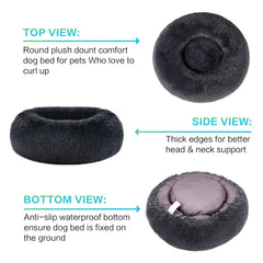 SAVFOX Calming Dog Bed closeup plush fur highlights soft texture your pup loves.