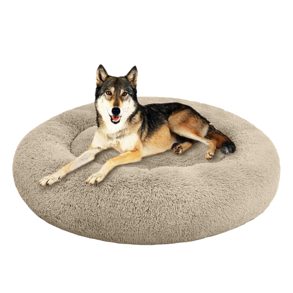 SAVFOX plush calming dog bed outer fur closeup highlights cozy texture for restful nights