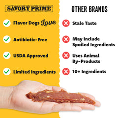 Savory Prime Duck Jerky aroma enhances snack time enjoyment.
