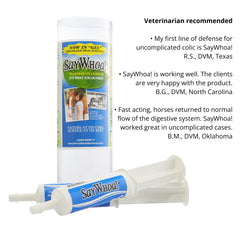 SAY WHOA GEL used on a horse during routine digestive support.