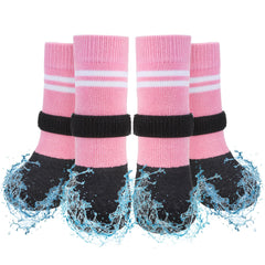 SCENEREAL anti-slip dog boots front view with traction on slick floors.