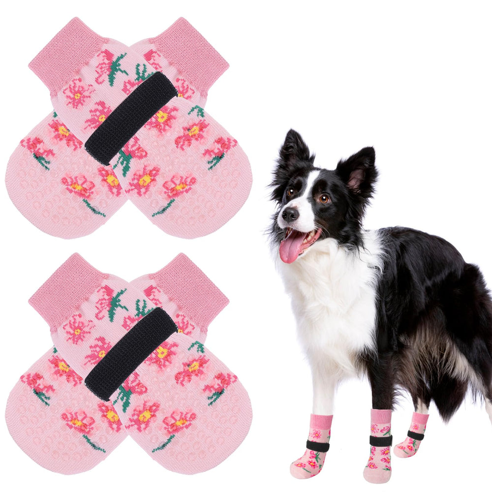 SCENEREAL anti-slip dog socks closeup on strap for secure fit and paw protection.