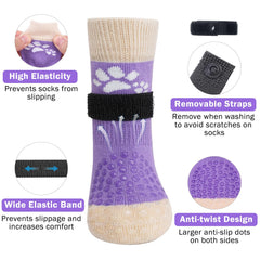 SCENEREAL anti-slip dog socks with double-sided grip improving floor traction