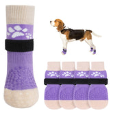 SCENEREAL anti-slip dog socks closeup with grip pads for indoor traction