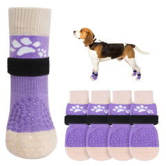 SCENEREAL anti-slip dog socks closeup with grip pads for indoor traction