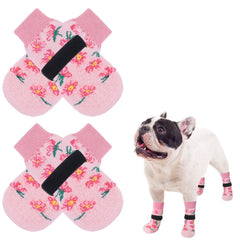 SCENEREAL anti-slip dog socks top traction detail improves indoor grip on hardwood floors.