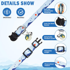 SCENEREAL Breakaway Cat Collar Mountains Woodland pattern for adventurous cats.