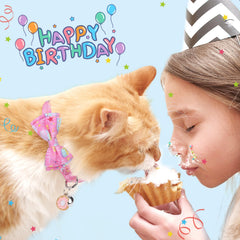 SCENEREAL cat bandana collar pink bell—adds charm and an audible cue
