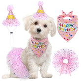 SCENEREAL dog birthday bandana pink for festive photos