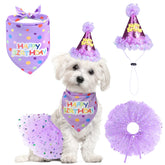 SCENEREAL dog birthday bandana in purple with dot pattern for a charming party look