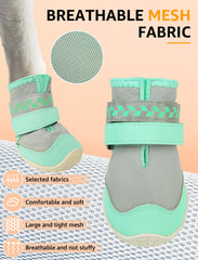 SCENEREAL anti-slip dog shoes with adjustable straps ensure snug fit during outdoor hikes.