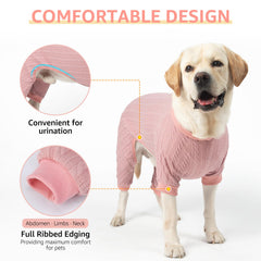 SCENEREAL dog pajamas pink back view showing full-body coverage for lounging.