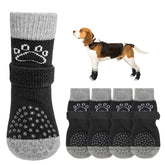 SCENEREAL dog socks bilateral grip close-up showing double-sided anti-slip texture for secure traction